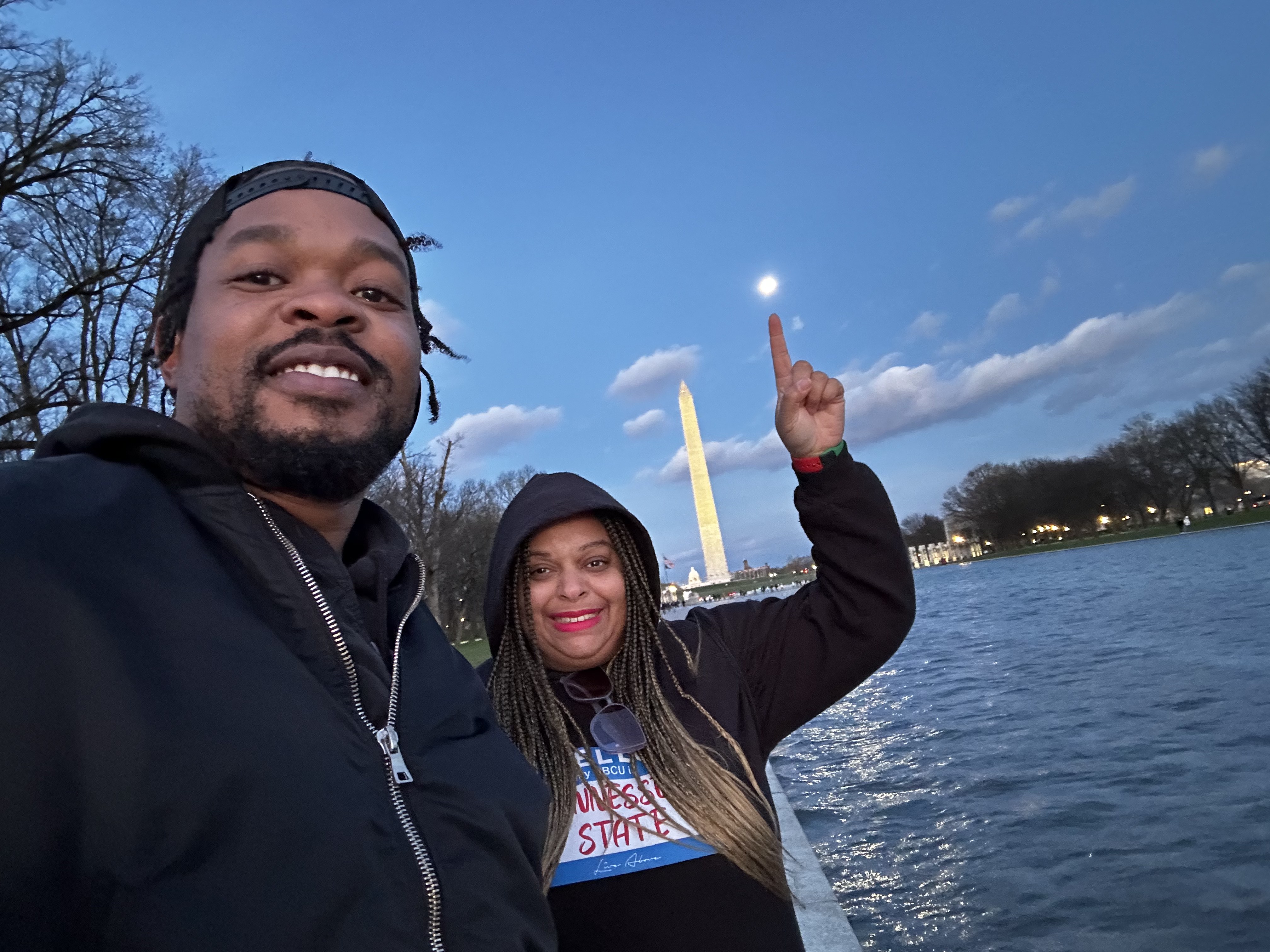 Niambi and friend at the Reflecting Pool